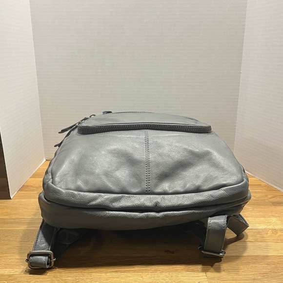 Free People East End Gray Leather Backpack Laptop Bag Carryall Commuter Tote main image 13